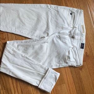AG Stevie cuff slim straight white jeans